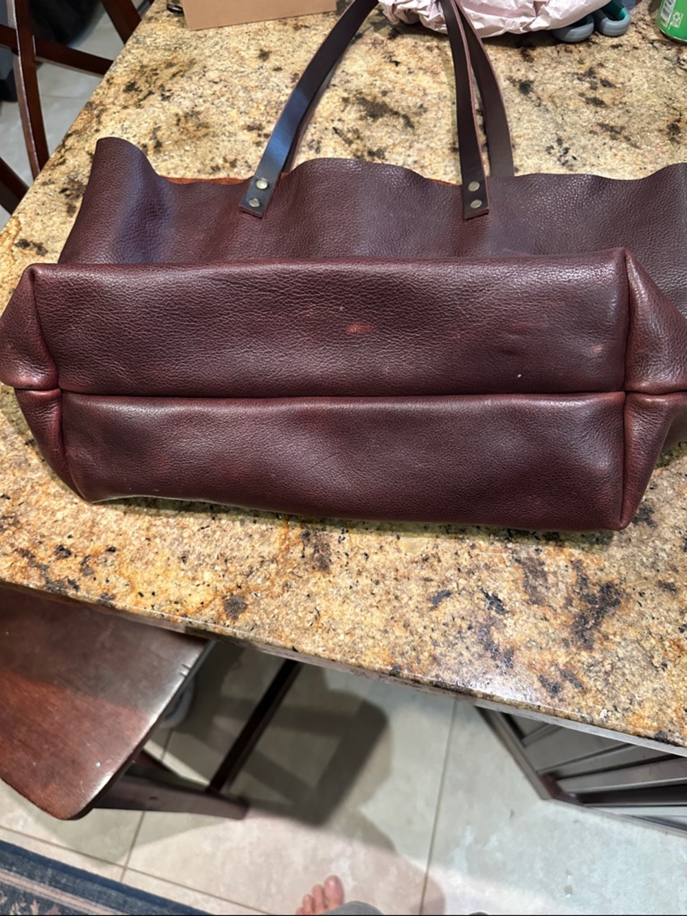 Portland Leather Goods extra large tote, cold brew - Dark brown. - Picture 4 of 6